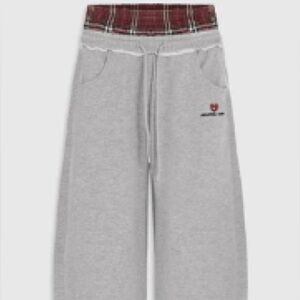 Gray Sweatpants with Small Red Logo